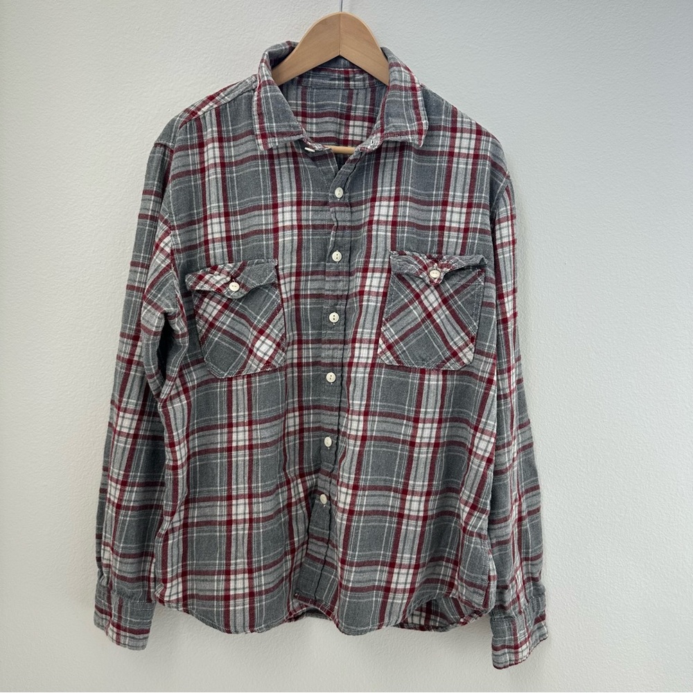 Grunge Oversized Flannel Plaid Button Shirt